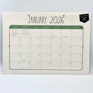Rae Dunn 2026 Desk Blotter Desk Pad Calendar 12-month planner (Multi Color)